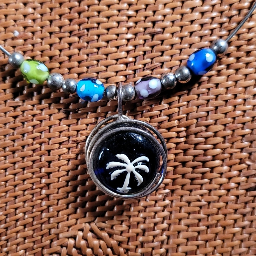 Palmetto tree glass bead collar